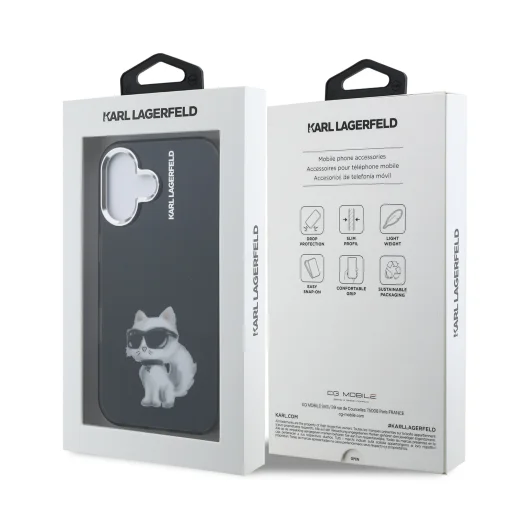  iPhone 16 fekete Karl Lagerfeld IML Aquarelle Choupette tok - 7