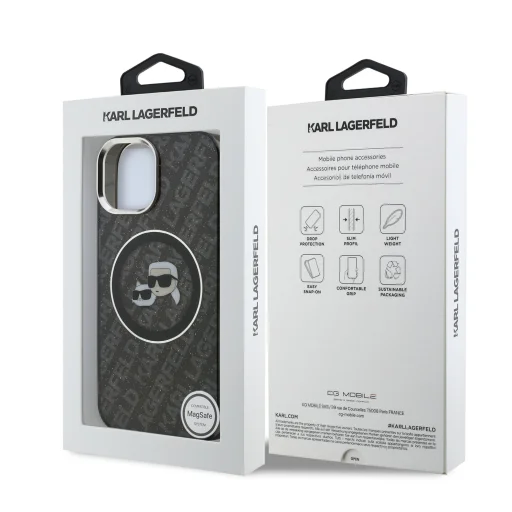  iPhone 15 Karl Lagerfeld IML K&CH Heads Repeated Logo MagSafe tok - 7