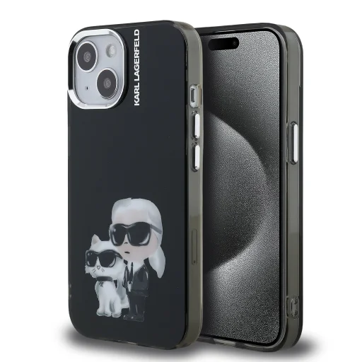  iPhone 15 Karl Lagerfeld IML Aquarelle Karl és Choupette tok - 1