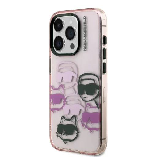  iPhone 15 Pro Max Karl Lagerfeld IML Multi K&CH Heads tok Pink - 2