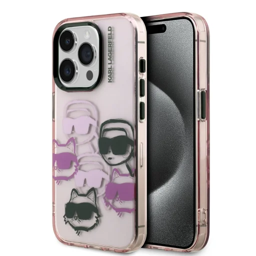  iPhone 15 Pro Max Karl Lagerfeld IML Multi K&CH Heads tok Pink - 1