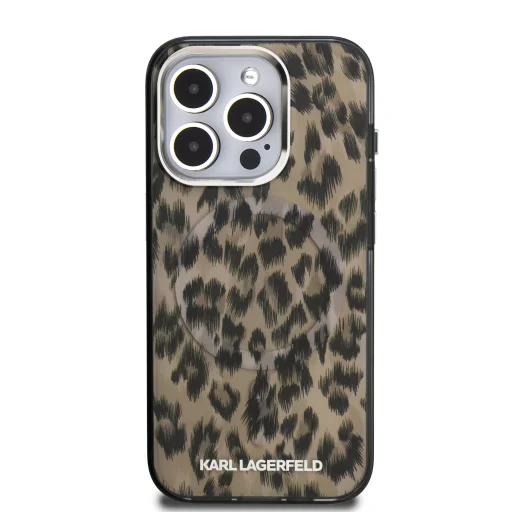  iPhone 15 Pro Barna Karl Lagerfeld IML Leopard MagSafe tok - 3