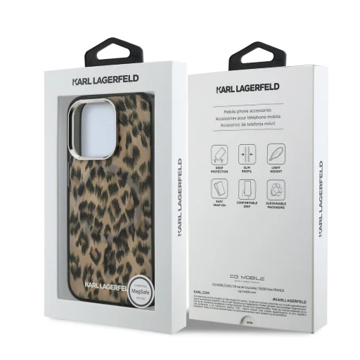  iPhone 15 Pro Barna Karl Lagerfeld IML Leopard MagSafe tok - 7