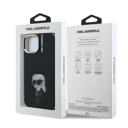  iPhone 15 Fekete Karl Lagerfeld IML Aquarelle Karl tok - 7