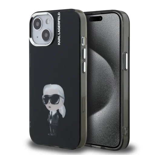  iPhone 15 Fekete Karl Lagerfeld IML Aquarelle Karl tok - 1