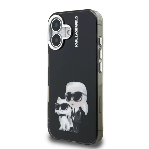  iPhone 16 fekete Karl Lagerfeld IML Aquarelle Karl and Choupette tok - 2
