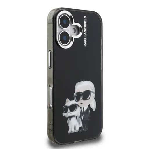  iPhone 16 fekete Karl Lagerfeld IML Aquarelle Karl and Choupette tok - 4