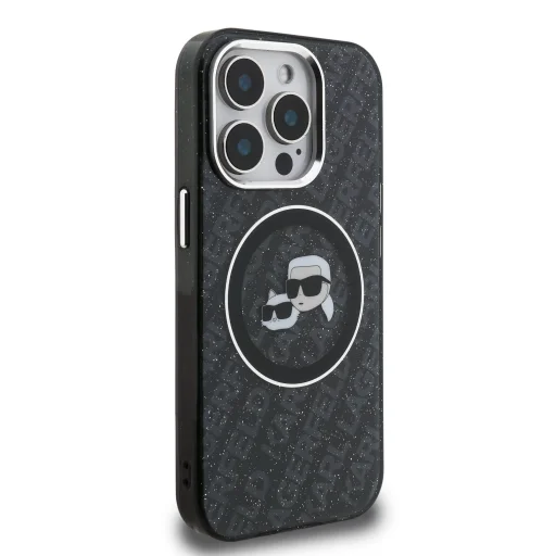  iPhone 15 Pro Fekete Karl Lagerfeld IML K&CH Fejek Ismétlődő Logó MagSafe Tok - 4