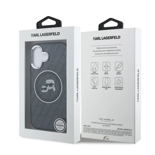  iPhone 16 Karl Lagerfeld IML K&CH Heads Repeated Logo MagSafe tok - 7