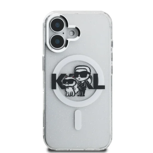  iPhone 16 Karl Lagerfeld IML Glitter Karl and Choupette Sketch MagSafe tok - 3