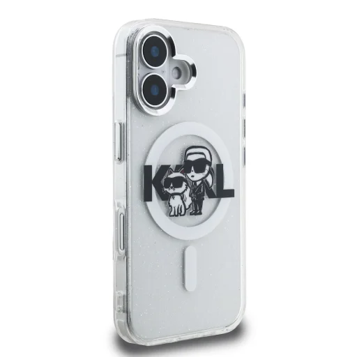  iPhone 16 Karl Lagerfeld IML Glitter Karl and Choupette Sketch MagSafe tok - 4