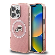  iPhone 16 Pro Max Pink Karl Lagerfeld IML K&CH Heads Repeated Logo MagSafe tok