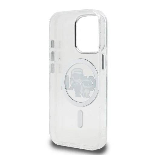  iPhone 15 Pro Max átlátszó Karl Lagerfeld IML Glitter Karl and Choupette Sketch MagSafe tok - 6