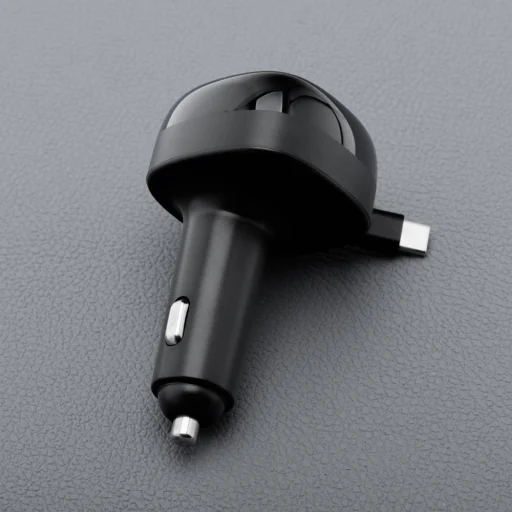 FORCELL F-ENERGY Alu autós töltő visszahúzható kábellel Type C és Type C + USB A aljzatokkal PD QC4.0 SFC2.0 3A 75W fekete - 6