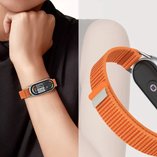 Tech-protect Nylon Stripe Xiaomi Smart Band 8 / 9 / 10 / Nfc Rózsaszín/szürke szíj - 3