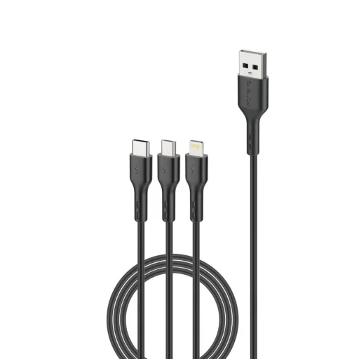 FONENG kábel X36 3az1-ben 3A 1.2M Fekete - 2