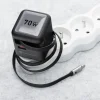 FORCELL F-ENERGY GaN III VT-R7 utazótöltő visszahúzható kábellel, 1x USB-C és 1x USB-A töltőporttal PD QC4.0 3A 70W szürke thumbnail