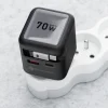 FORCELL F-ENERGY GaN III VT-R7 utazótöltő visszahúzható kábellel, 1x USB-C és 1x USB-A töltőporttal PD QC4.0 3A 70W szürke thumbnail