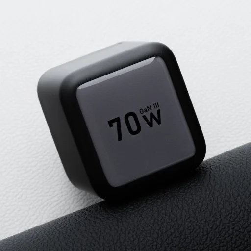 FORCELL F-ENERGY GaN III VT-R7 utazótöltő visszahúzható kábellel, 1x USB-C és 1x USB-A töltőporttal PD QC4.0 3A 70W szürke - 5