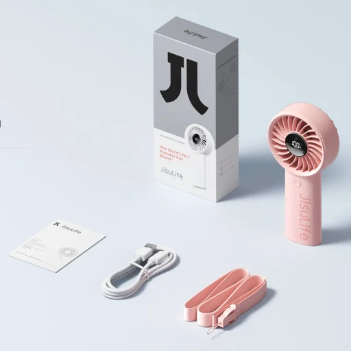 Jisulife Kézi Ventilátor Life4 5000mAh Hordozható USB Ventilátor - Rózsaszín - 10