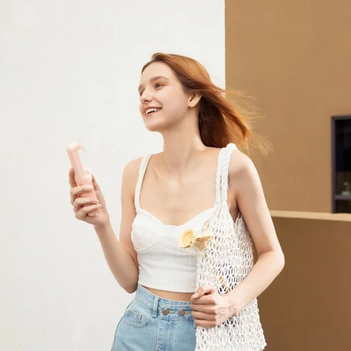 Jisulife Hordozható Ventilátor Life8 Plus USB Ventilátor Power Bank Funkcióval 4500mAh és Zseblámpa - Rózsaszín - 6