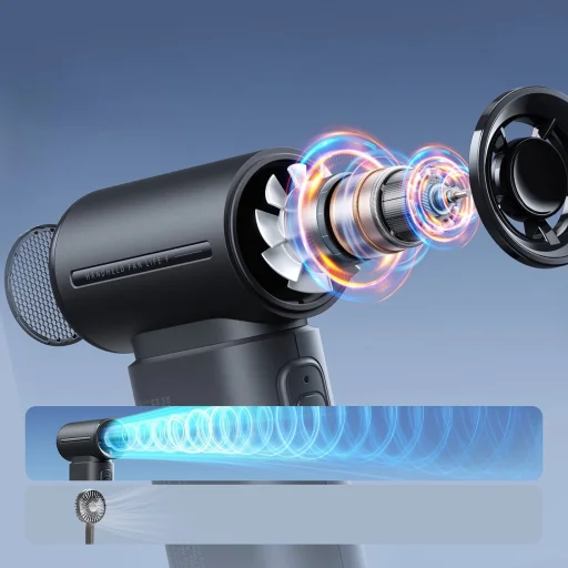 Jisulife Kézi Ventilátor Life9 3600mAh Hordozható USB Ventilátor - Fekete - 10