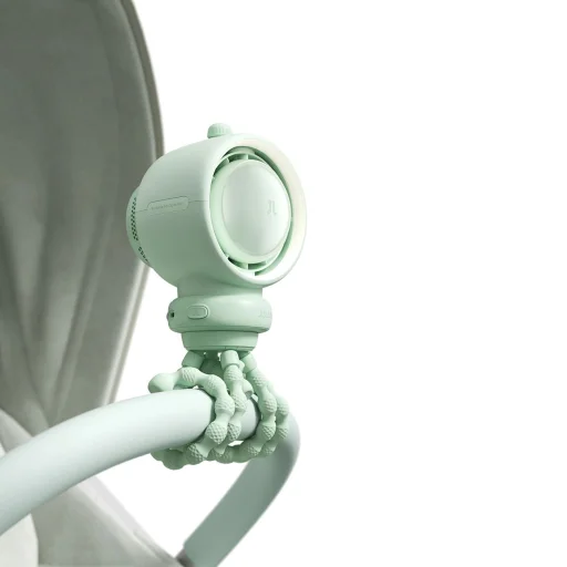 Jisulife Babakocsi Ventilátor Life2S 5000mAh rugalmas lábakkal, asztalra, babakocsira, szűrővel - Zöld - 7