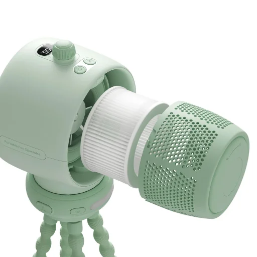 Jisulife Babakocsi Ventilátor Life2S 5000mAh rugalmas lábakkal, asztalra, babakocsira, szűrővel - Zöld - 6