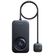 Baseus - Autós töltő PrimeTrip VW1 (C00069000121-00) - 3x USB, 3x Type-C, 105W, Gyors töltés, 60W Visszahúzható kábel - Fekete