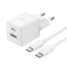 Baseus - Fali töltő Palm (P1011160A213-01) - Type-C kábellel, Gyors töltés, 2 az 1-ben, USB, USB-C, 30W, 20V/3A - Hold fehér