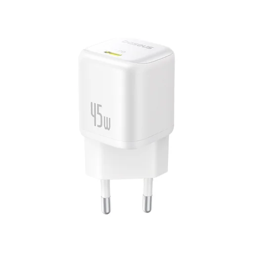 Baseus - Fali Töltő PicoGo (P10176800213-00) - GaN, Gyors Töltés, 45W, USB-C - Holdfehér - 2
