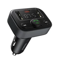 Baseus FM Transmitter S-09 Lite autós töltő - Bluetooth 5.0, USB, USB-C, Kijelző, PD18W - Fekete Színben (C10762300113-00) 