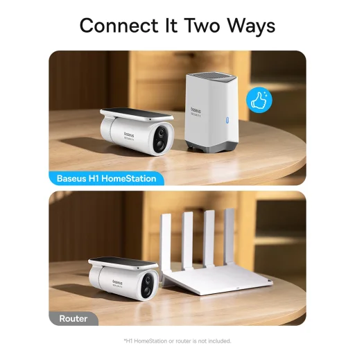 Baseus - Kültéri Biztonsági Kamera S1 (S0SW002130) - Napelemes, 2K, 8GB, Kétirányú Audio, Éjjellátó, 10.400mAh - Fehér - 5