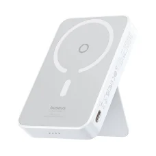 Baseus - MagPro mágneses külső akkumulátor PPCXZ05 (P10064101223-00) - USB-C, 5000mAh, 20W, MagSafe, Type-C kábel, 3A, 30cm - Fehér