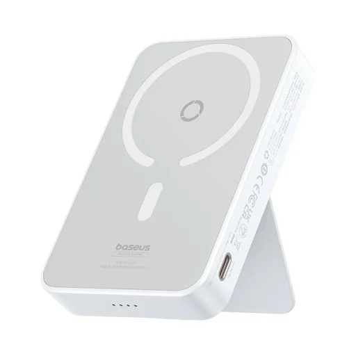 Baseus - MagPro mágneses külső akkumulátor PPCXZ05 (P10064101223-00) - USB-C, 5000mAh, 20W, MagSafe, Type-C kábel, 3A, 30cm - Fehér - 1