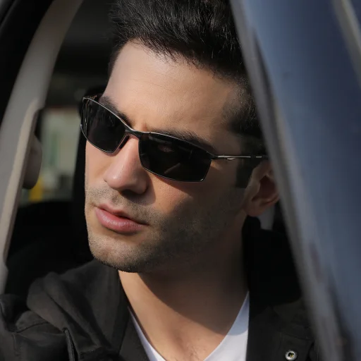 Techsuit - Polarizált napszemüveg (559) - férfiaknak, UV védelemmel és fém kerettel, téglalap alakú - Fekete / Fotokromatikus - 3