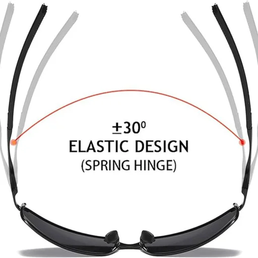 Techsuit - Polarizált Napszemüveg (559) - férfiaknak, UV védelemmel és fém kerettel, téglalap alakú - pisztolyszürke / fekete - 4