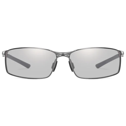 Techsuit - Polarizált napszemüveg (559) - férfiaknak, UV-védelemmel és fém kerettel, téglalap alakú - pisztoly szín / fotokromatikus - 2