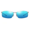 Techsuit - Polarizált napszemüveg (559) - férfiaknak, UV-védelemmel és fém kerettel, téglalap alakú - Ezüst/Kék tükör - 2
