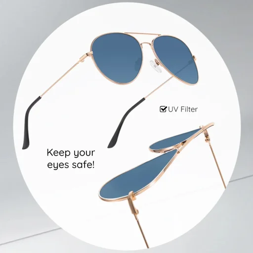 Techsuit - Napszemüveg (3025) - nőknek és férfiaknak, UV-védelemmel és fémkerettel - Puska fekete / Szürke - 7