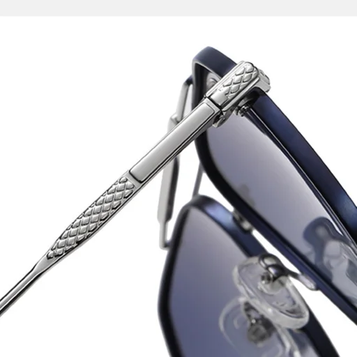 Techsuit - Polarizált napszemüveg (8538) - férfiaknak, UV-védelemmel, fém - rózsaarany / átmenetes lila - 3