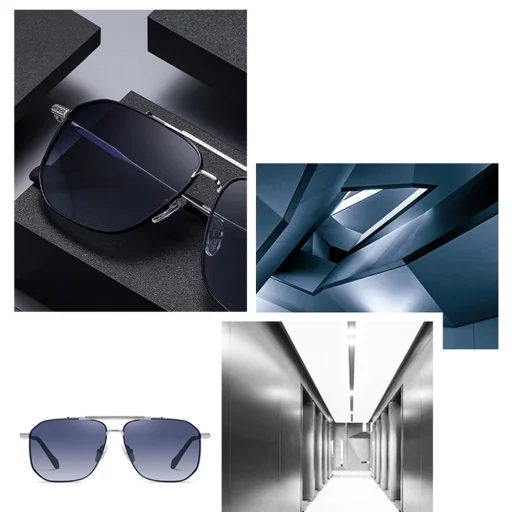 Techsuit - Polarizált napszemüveg (8538) - férfiaknak, UV-védelemmel, fém - rózsaarany / átmenetes lila - 4