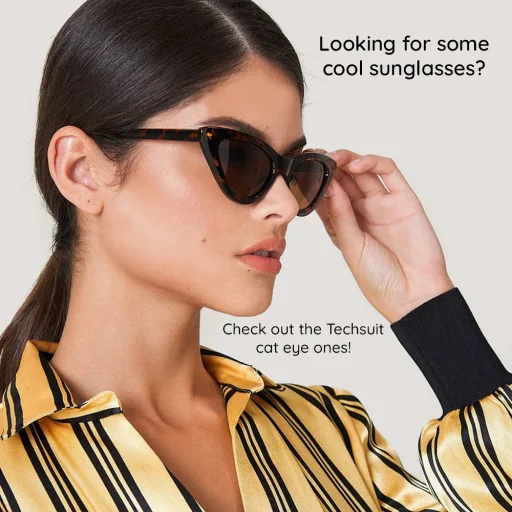 Techsuit - Női napszemüveg (5040), PC keret és lencse, háromszög alakú - Barna - 4