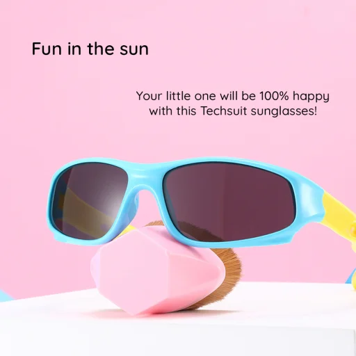 Techsuit - Polarizált napszemüveg (816-C2) - Sport típus, 3-8 éves gyerekek számára - Élénk sárga / Rózsaszín - 13