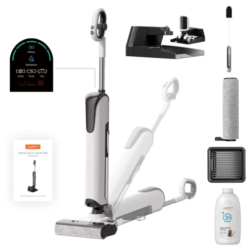Egyszer kipróbált termék -  UWANT D100 17000Pa Álló Porszívó Felmosó Funkcióval és Töltőállomással - Fehér - 2