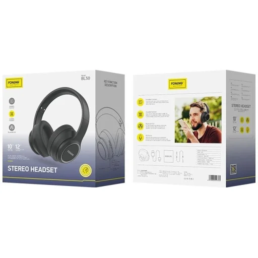 FONENG vezeték nélküli fejhallgató BL50 Fekete - 1