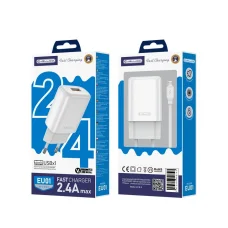 JELLICO fali töltő EU01 2.4A 12W 1xUSB + micro kábel Fehér