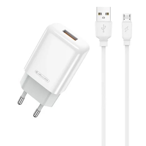 JELLICO fali töltő EU01 2.4A 12W 1xUSB + micro kábel Fehér - 1