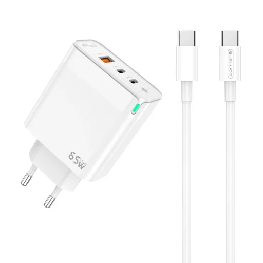 JELLICO fali töltő C79 GaN PD 65W 2xUSB-C + 1xUSB QC3.0 + kábel USB-C - USB-C Fehér - 1