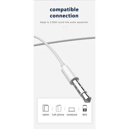 JELLICO vezetékes fülhallgató EP2A JACK 3.5MM mikrofonnal 1.2M Fehér - 3